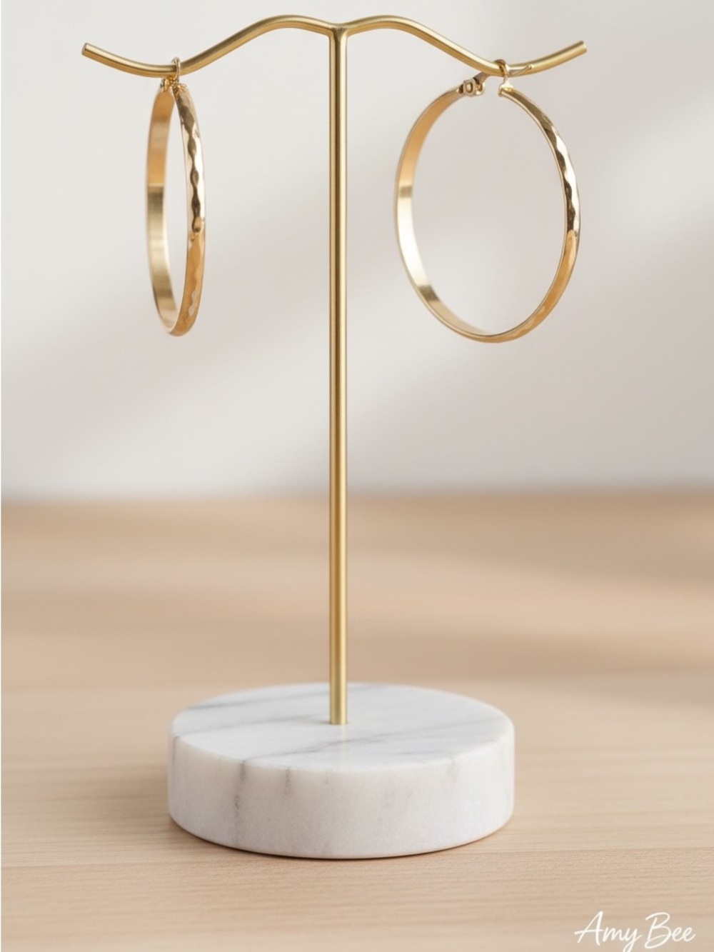 Textured medium sized 14k gold plated hoop earrings. New.